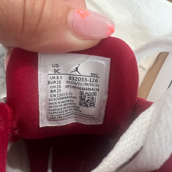 NIKE AIR JORDAN 3 RED WHITE ELEPHANT KID TODDLER 9 NEW BOX HOT FASHION FIRE RED - Picture 4 of 5